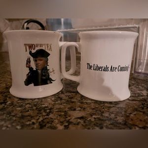 Rush Limbaugh "The Liberals Are Coming!" & "Two if by Tea" Cup Mug Porcelain